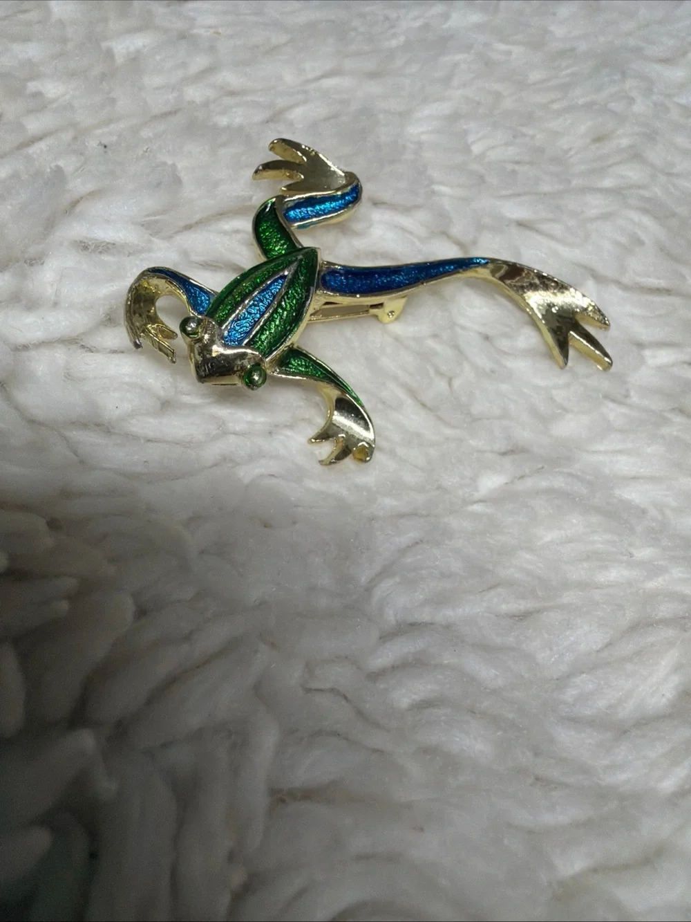 Gerry’s Gold-Tone Blue & Green Frog Pin -